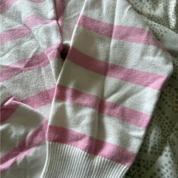 White and Pink Striped Knit Sweater Set - Picture 3 of 3